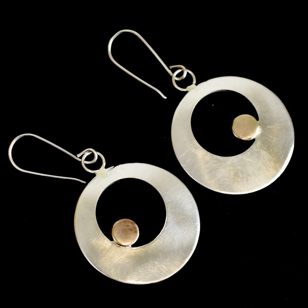Silver and Bronze Disk Earrings Silver and Bronze Disk Earrings