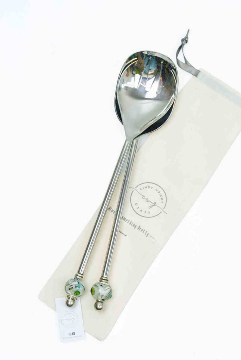 Salad Server Set in colour Blue, green, White