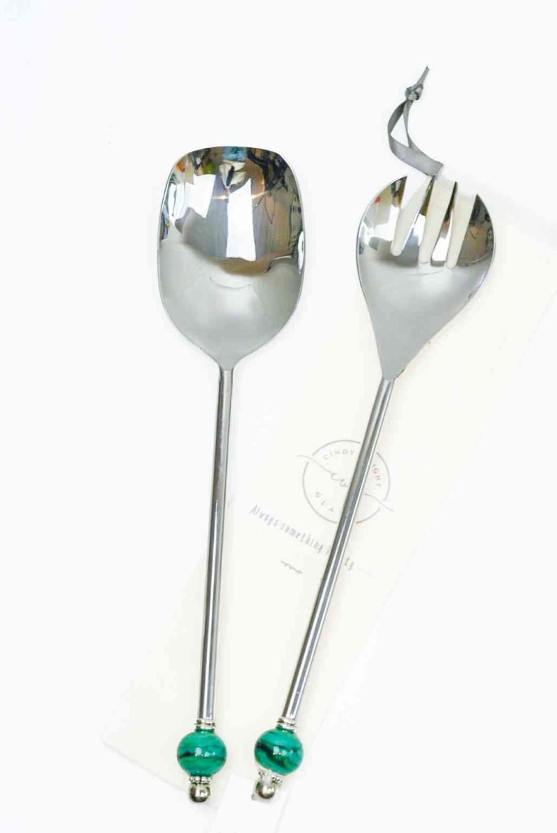 Salad Server Set in colur ocean Green