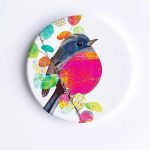 Pink Robin Ceramic Coaster