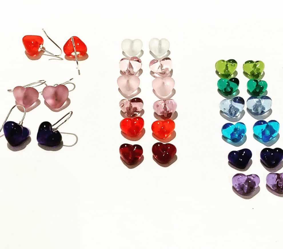 Glass Heart Drop Earrings