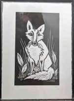 Fox linocut print