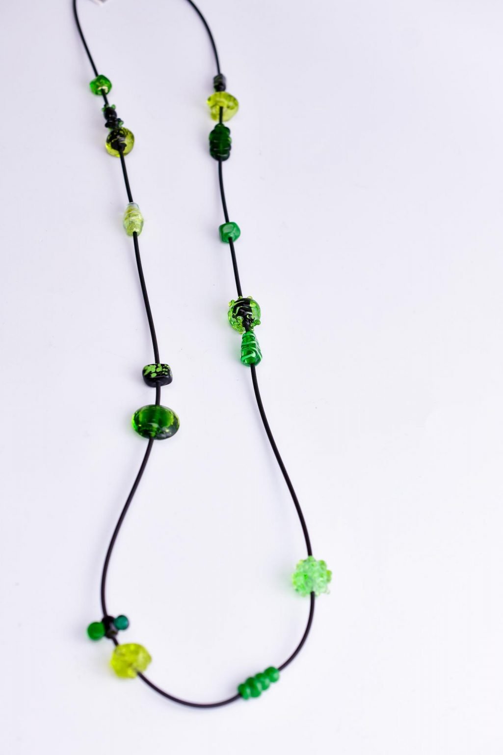 Necklace with Glass Beads in Green