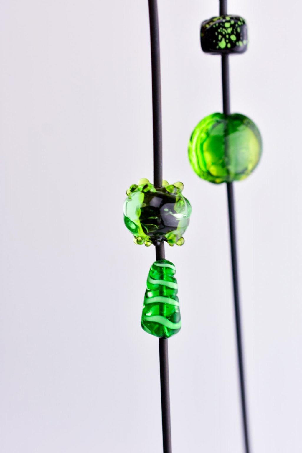 Necklace with Glass Beads in Green