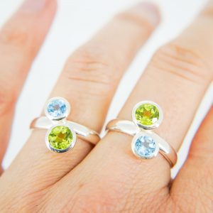 Peridot and Topaz Double Stone Ring