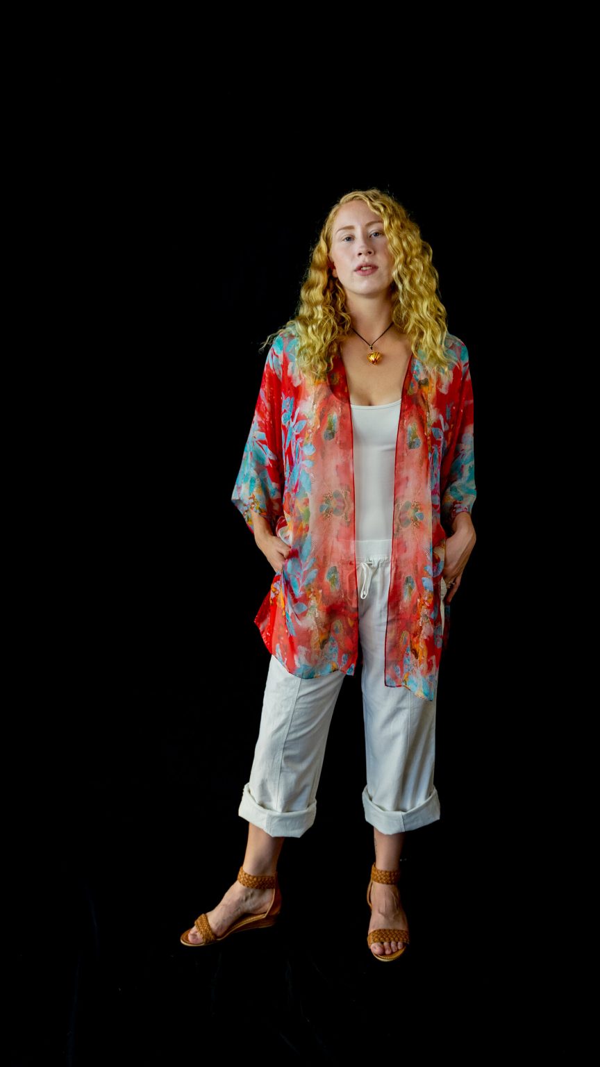 Flame & Aqua Open Kaftan