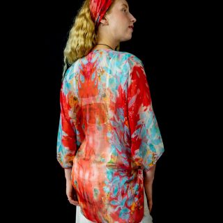 Flame & Aqua Open Kaftan