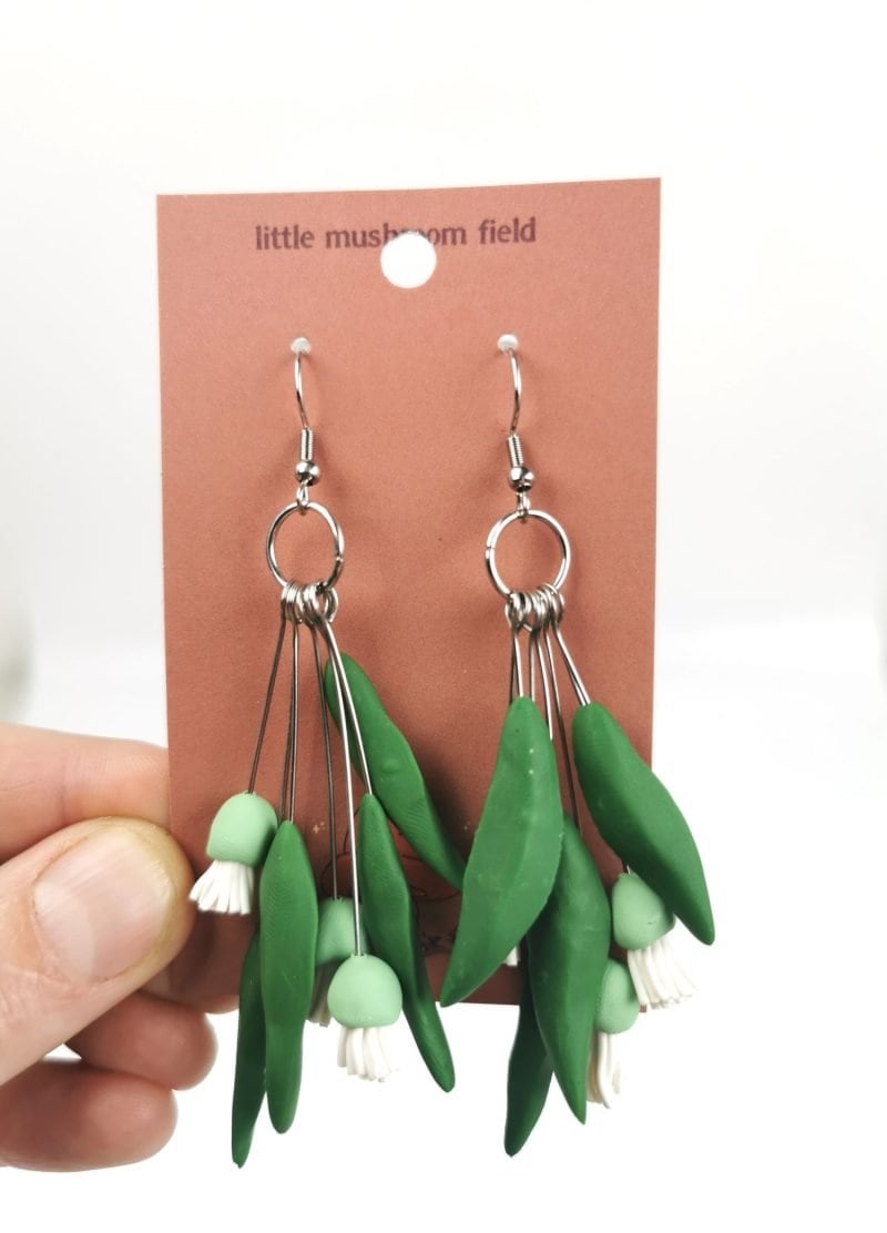 Little Mushroom Field Jeweller polymer gumtree earrings WA artist