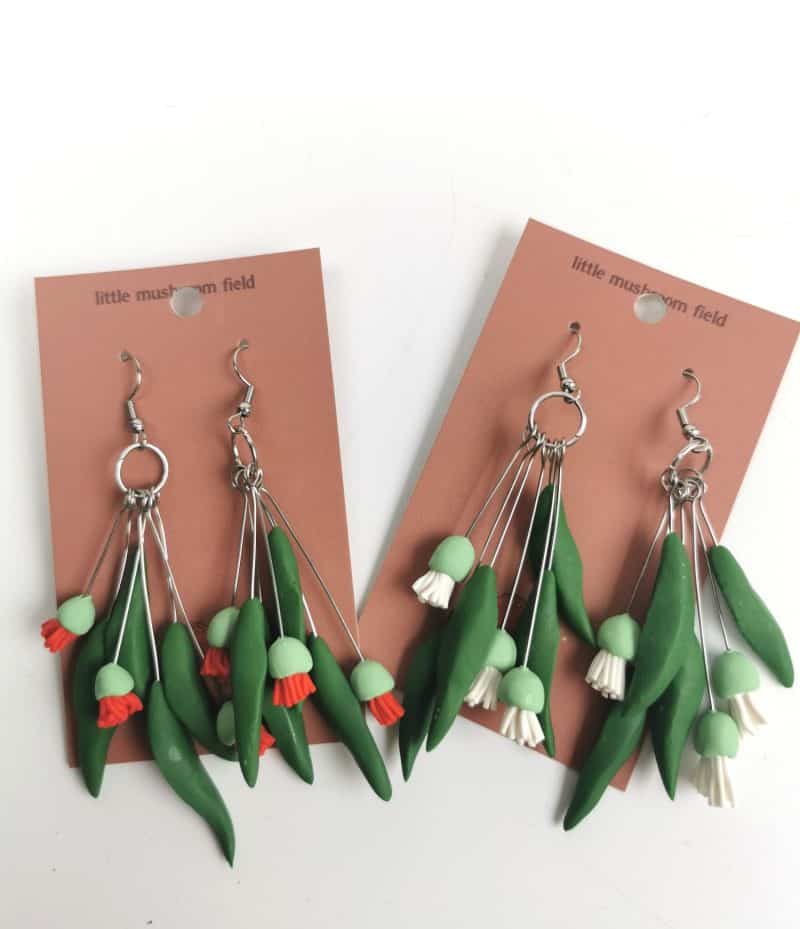 Little Mushroom field gumnuts earrings 2 Little Mushroom Field gumtree earrings WA artist