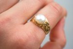 Burmese Baroque Pearl Ring, Sea grass design (1) Burmese Baroque Pearl Ring