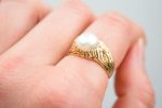 Burmese Baroque Pearl Ring, Sea grass design (2)