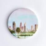 Perth City Skyline Beach Braw Paper Coasters