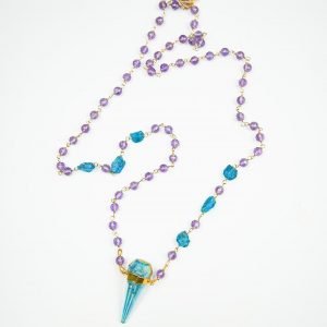 Blue Aqua Aura Quartz Necklace
