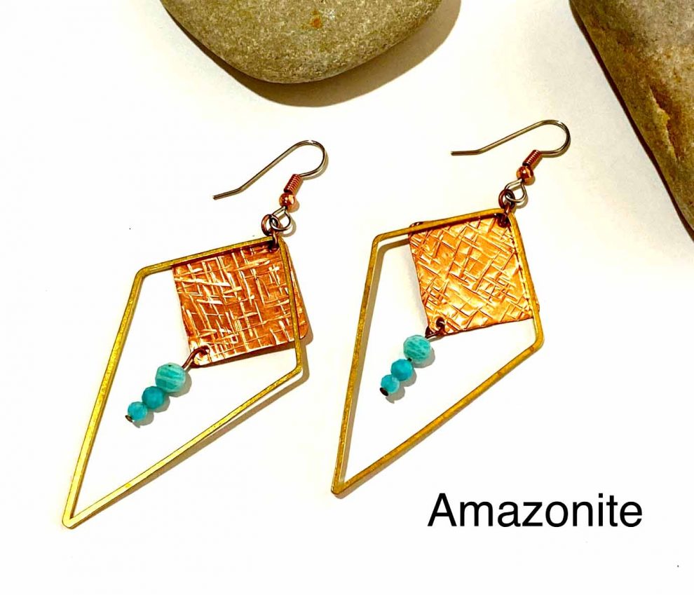 Kite Earrings Amazonite Quirky Black Dog WA Jeweller