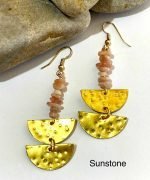 Moon Earrings Sunstone Quirky Black Dog WA Jeweller