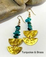 Moon Earrings Turquoise Quirky Black Dog