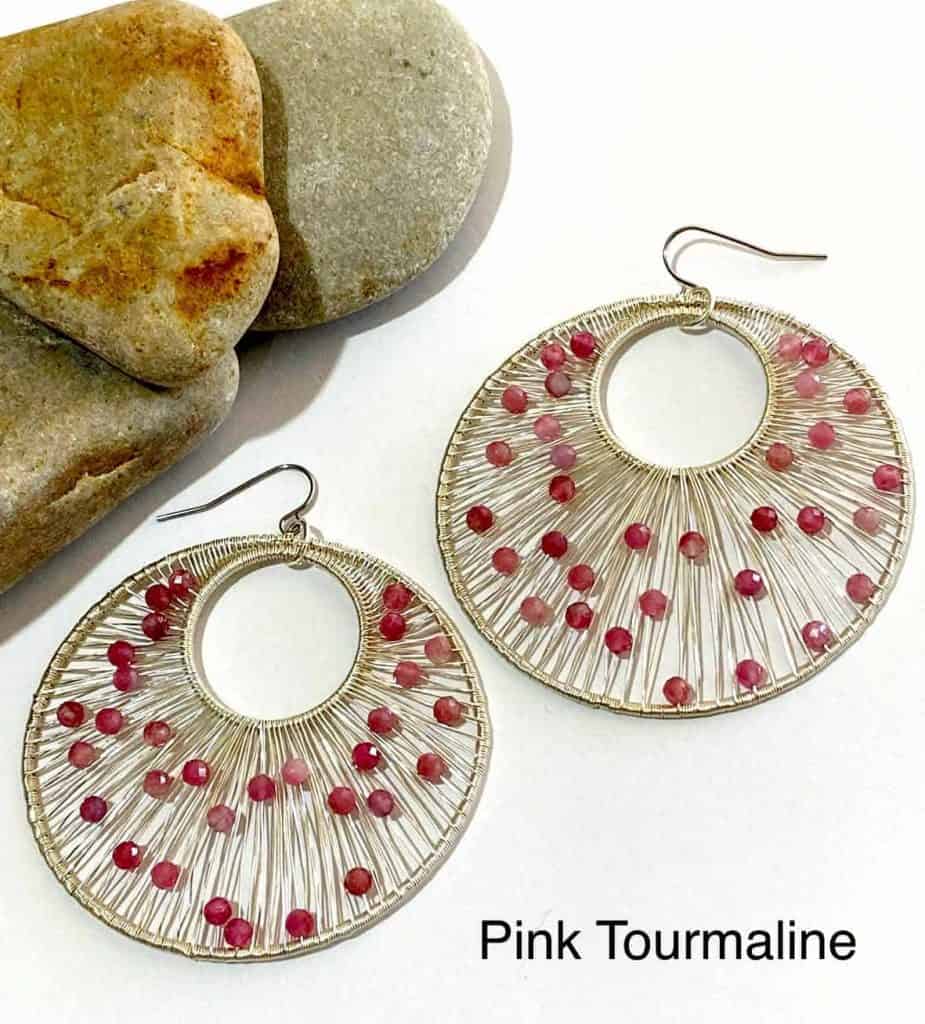 Sun Gem Earrings Large Pink Tourmaline Quirky Black Dog WA Jeweller
