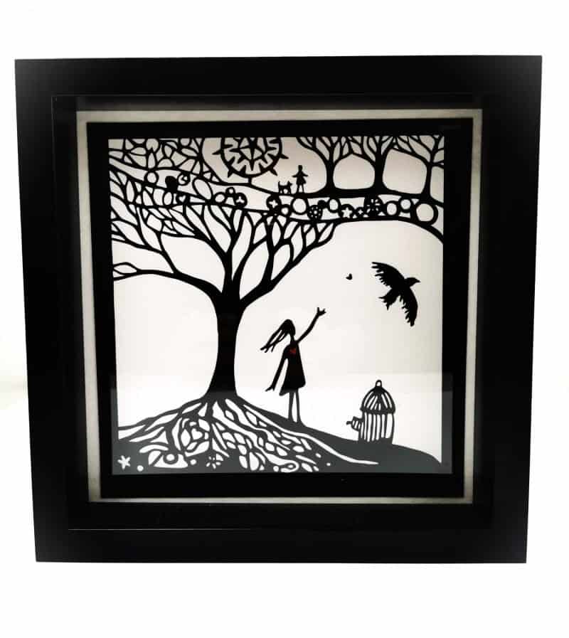 Anne Gee framed Paper cut print, WA artist