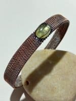 Prehnite Handcrafted Copper Wire Wrapped Bangle
