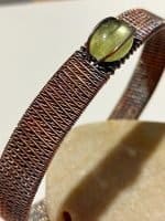 Prehnite Handcrafted Copper Wire Wrapped Bangle