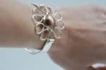 Sunflower bronze and sterling silver cuff (1)