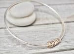 Double Sterling Silver Bangle with Silver and Rose Gold fill links (1)