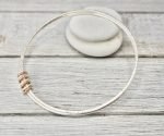 Double Sterling Silver Bangle with Silver and Rose Gold fill links (2)