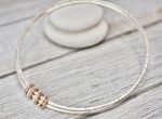 Double Sterling Silver Bangle with Silver and Rose Gold fill links (3)