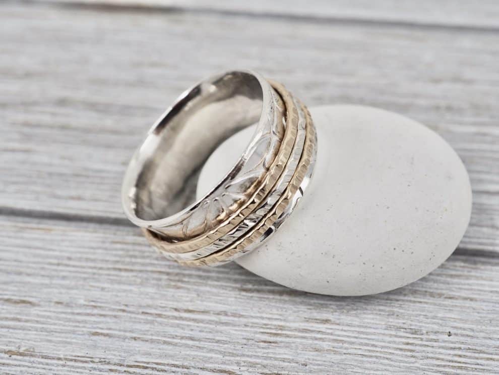 Silver Spinner ring with Gold fill