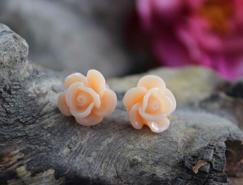 Peach Rose Studs