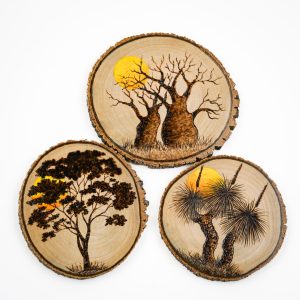 Timber Coasters Fauna and Flora Pyrography