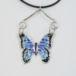 Butterfly Enamelled Silver Pendant