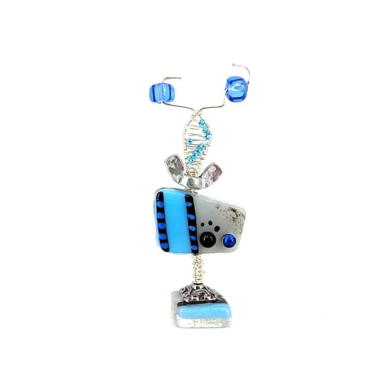 Art Glass Robot Blue 02 Jo-Anne Maire Art Glass Artist Fremantle Western Australia