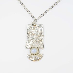 Moonstone Reticulated Silver Pendant
