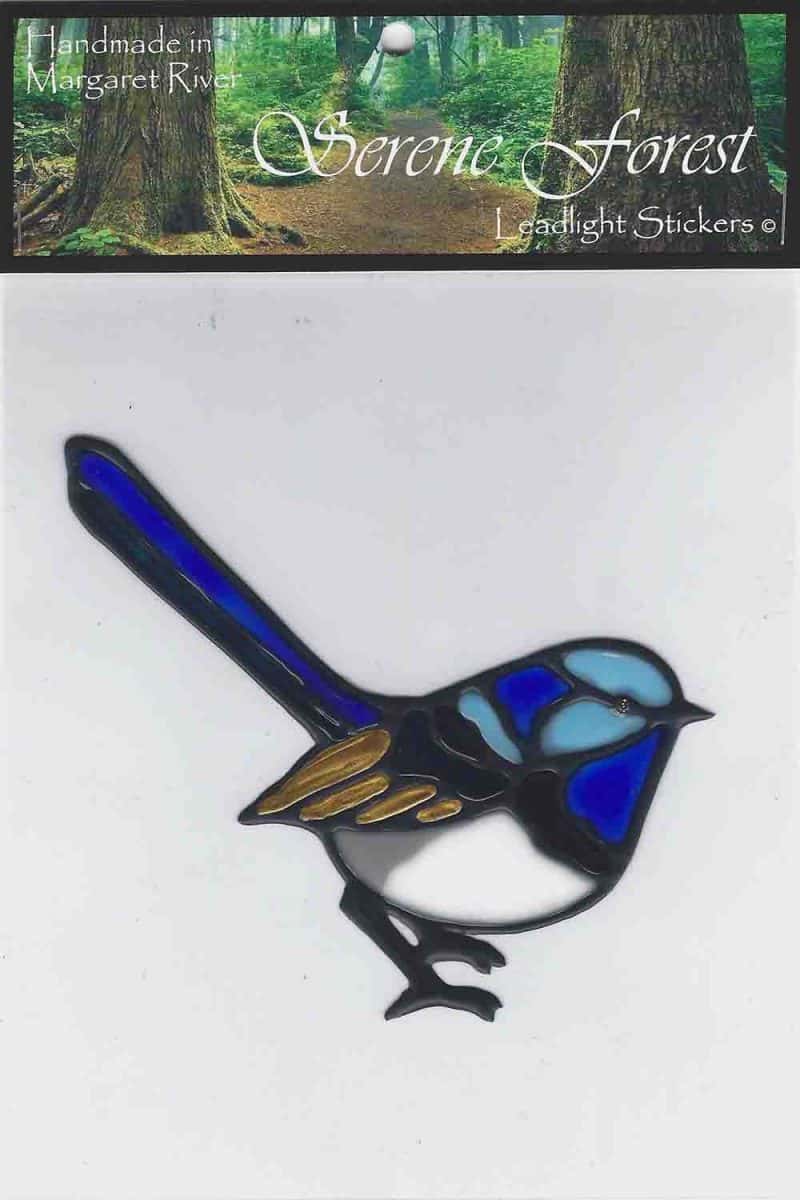 Superb Fairy Wren Serene Forest Leadlight Sticker