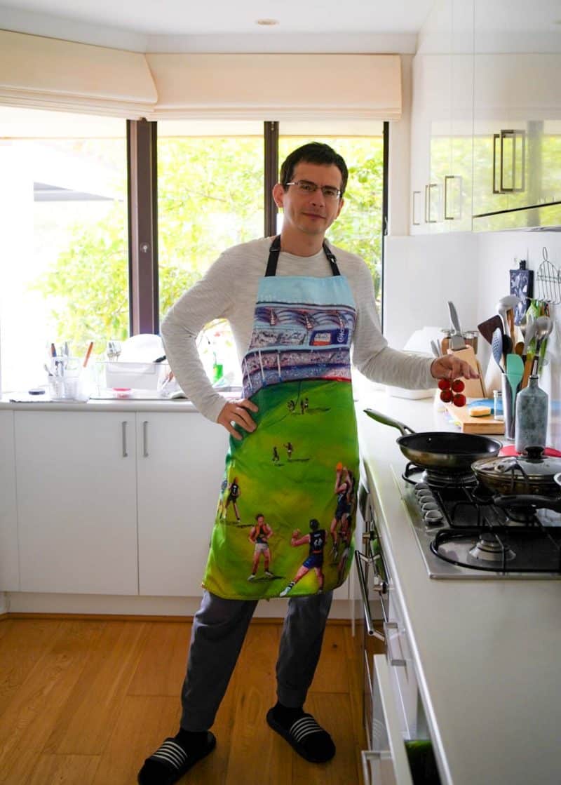 Dockers Game Apron (1) Dockers Game Apron. The Artisan Store Limited Collection. Apron printed from original painting by local artist Christine LeFaucheur.