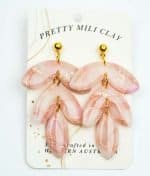 Pink Leaves Polymer Clay Earrings