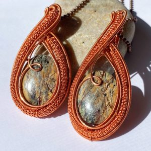 Fancy Jasper Handcrafted Copper Wire Wrapped Pendant