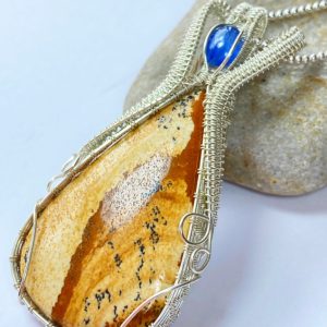 Handcrafted Picture Jasper & Kyanite Sterling Silver Pendant