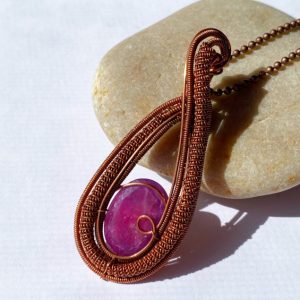 Ruby Handcrafted Copper Wire Wrapped Pendant