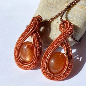 Sunstone Handcrafted Copper Wire Wrapped Pendant