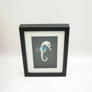 Sea Horse Silver Sculpture Framed