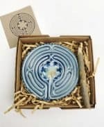 Belen Berganza chartres labyrinth blue 01 ceramic mediating coaster