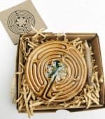 Belen Berganza chartres labyrinth brown 02 ceramic coaster meditating