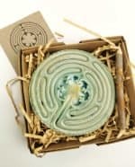 Belen Berganza chartres labyrinth green 01 ceramic meditating coaster