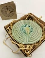 Belen Berganza chartres labyrinth green 02 ceramic meditating coaster