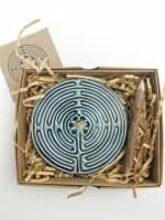 Belen Berganza chartres labyrinth green 11 circuits 02 meditating porcelain coaster