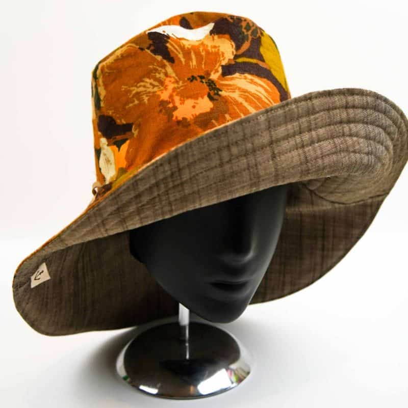Brown Flowers Reversible Sun Hat (3)