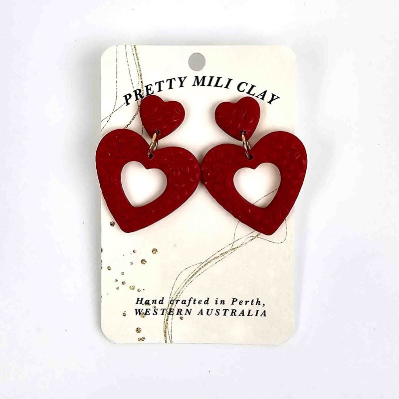 Pretty Mili Clay Nardeen Patterned Heart Earrings