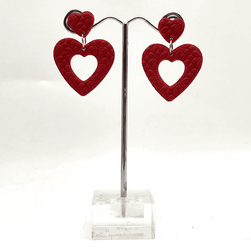 Pretty Mili Clay Nardeen Patterned Heart Earrings